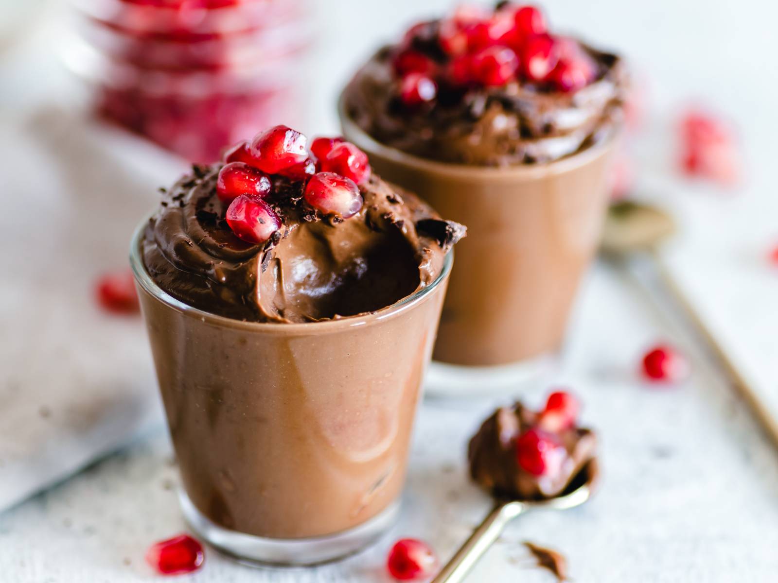 Chocolate Mousse Pots with Pomegranate 